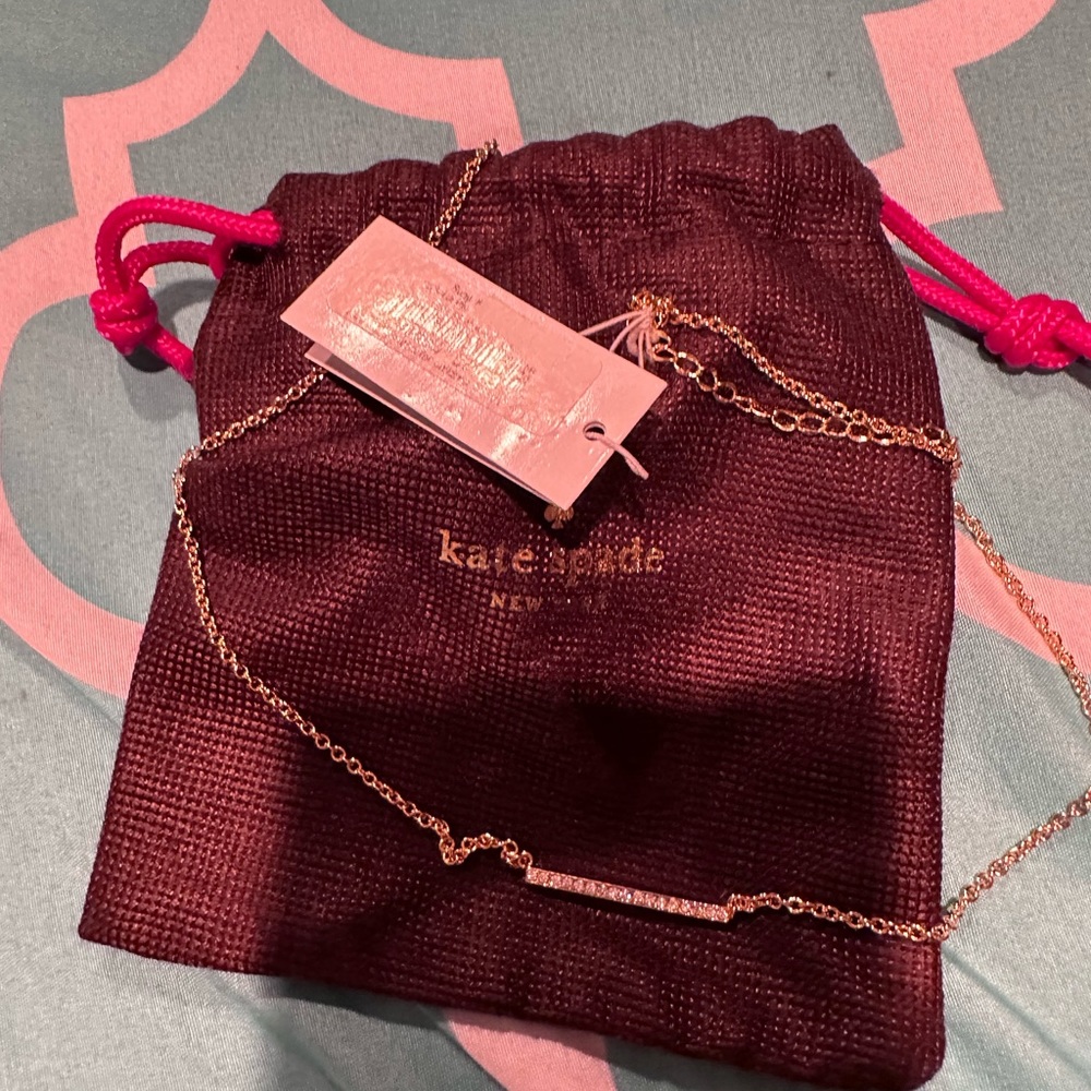 Kate Spade gold and rhinestone bar necklace